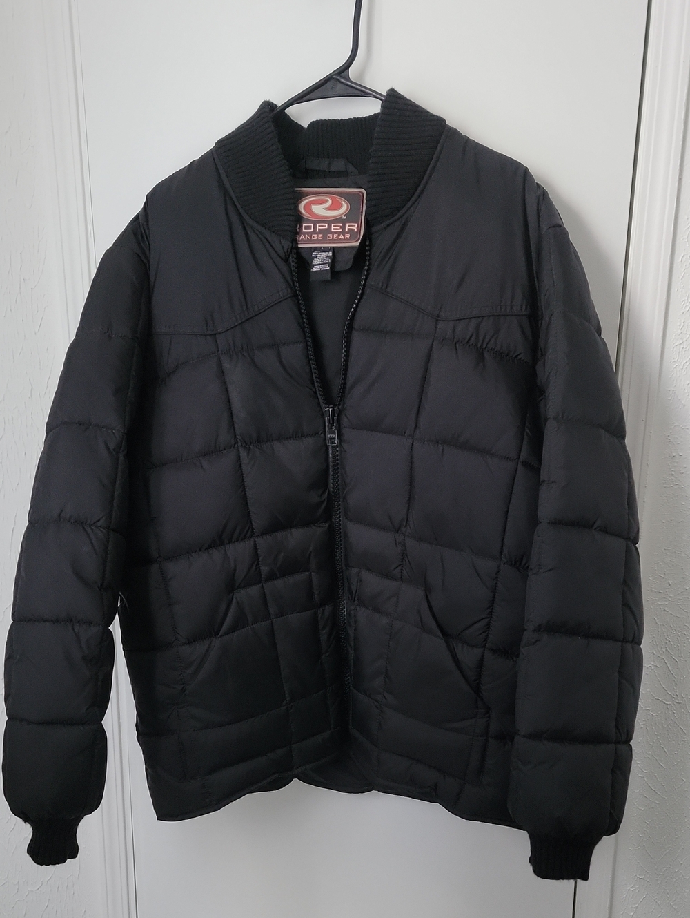 Roper Range Gear Western Black Down/Poly Blend Quilted Puffer Jacket Size Large